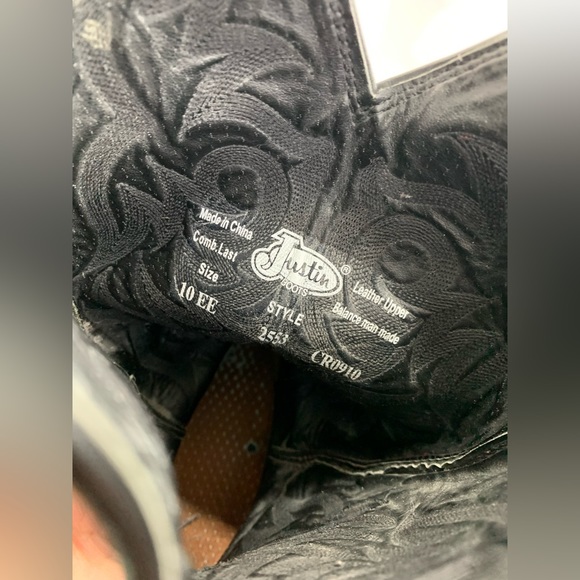 Justin Stampede Men’s Size 10 EE Black Leather Boots - Picture 11 of 11